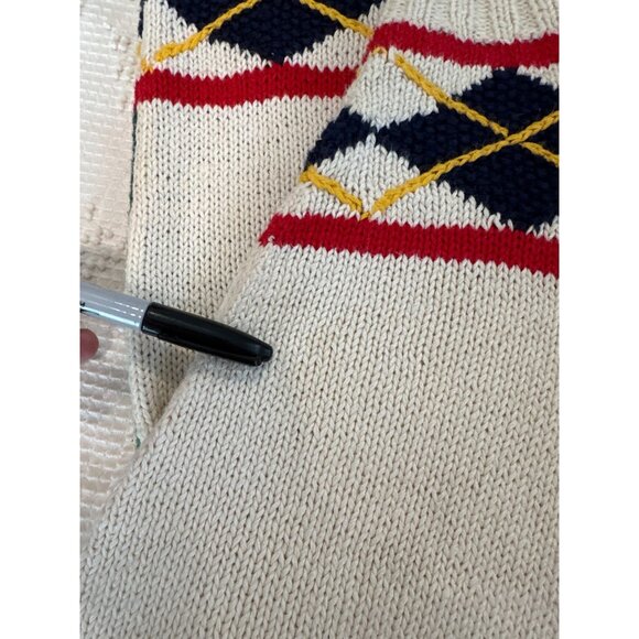 Marisa Christina Womens Hand-Knit Sweater Golf Vtg Argyle Cotton Blend Vtg RARE - Picture 10 of 12